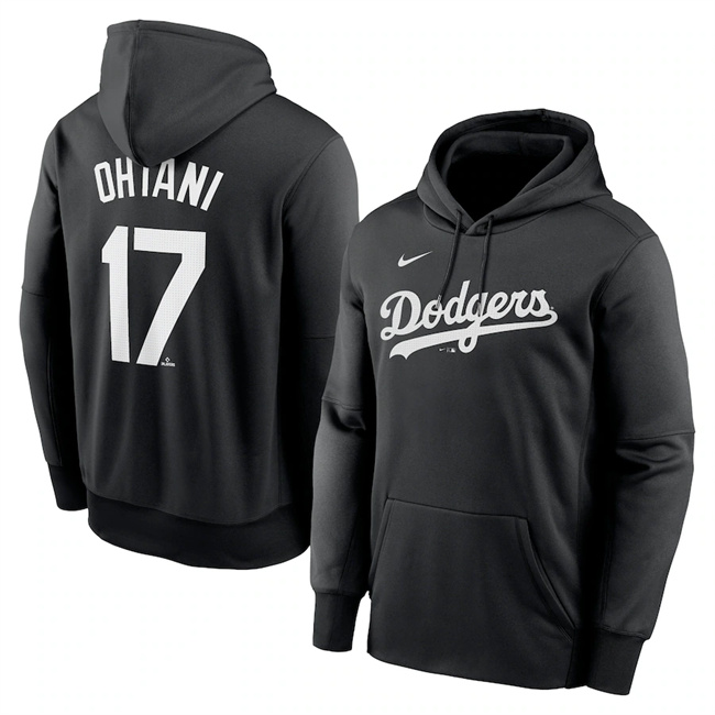 Personalized Los Angeles Dodgers #17 Shohei Ohtani Black Name & Number Pullover Hoodie