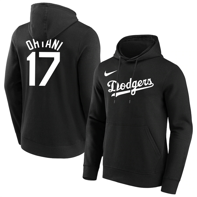 Personalized Los Angeles Dodgers #17 Shohei Ohtani Black Name & Number Pullover Hoodies