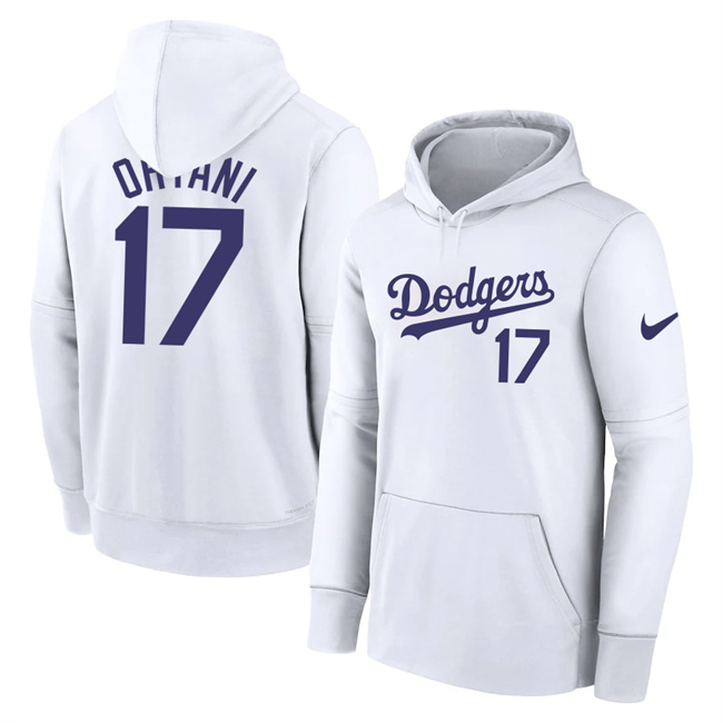Personalized Los Angeles Dodgers #17 Shohei Ohtani White Name & Number Pullover Hoodies