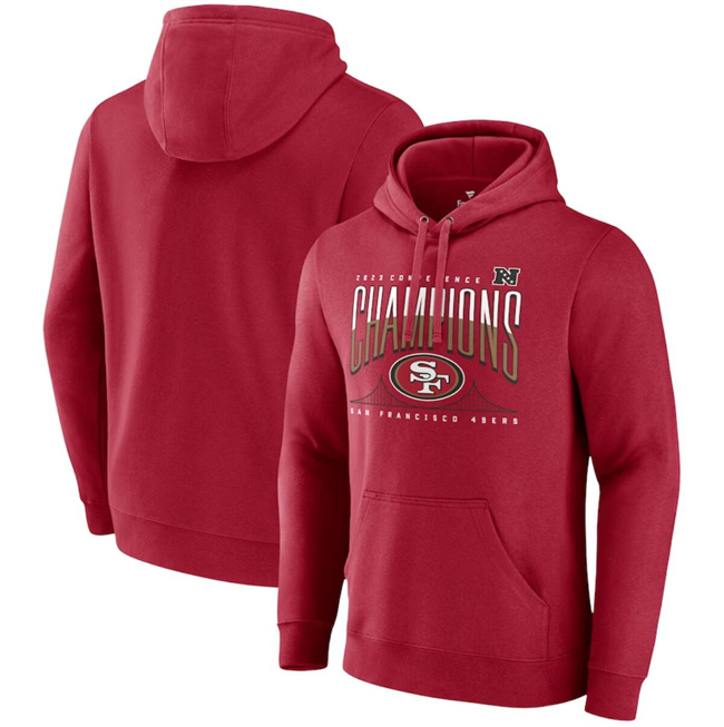 Personalized Men’s San Francisco 49ers Scarlet 2023 NFC Champions Hometown Pullover Hoodie