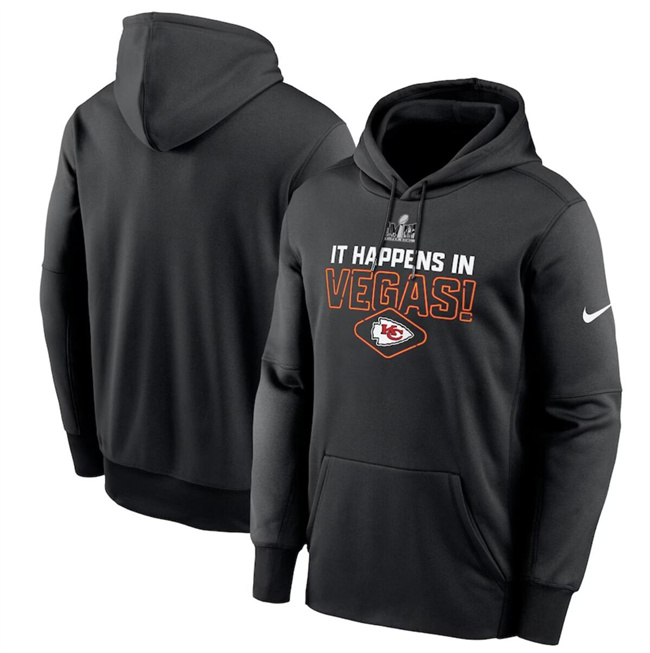 Personalized Men’s Kansas City Chiefs Black Super Bowl LVIII Lockup Pullover Hoodie
