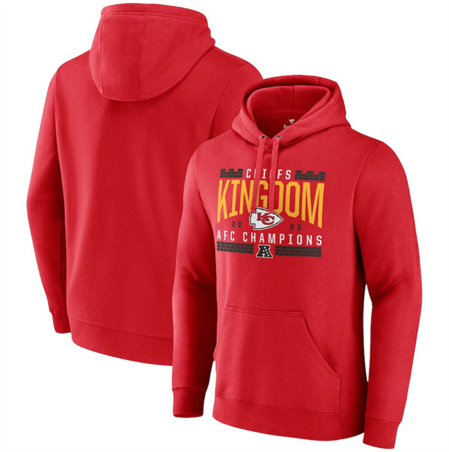 Personalized Men’s Kansas City Chiefs Red 2023 AFC Champions Hometown Pullover Hoodie