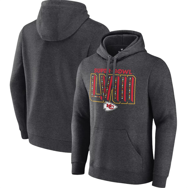 Personalized Men’s Kansas City Chiefs Heather Charcoal Super Bowl LVIII Local Pullover Hoodie