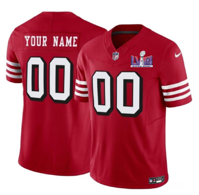 Personalized Men’s San Francisco 49ers Active Player New Red F.U.S.E. Super Bowl LVIII Patch Untouchable Limited Stitched Football Jersey