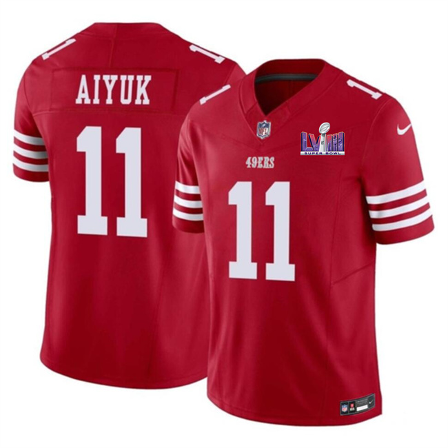 Personalized Men’s San Francisco 49ers #11 Brandon Aiyuk Red F.U.S.E. Super Bowl LVIII Patch Untouchable Limited Stitched Football Jersey