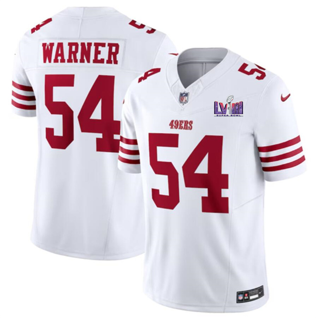 Personalized Men’s San Francisco 49ers #54 Fred Warner White F.U.S.E. Super Bowl LVIII Patch Untouchable Limited Stitched Football Jersey