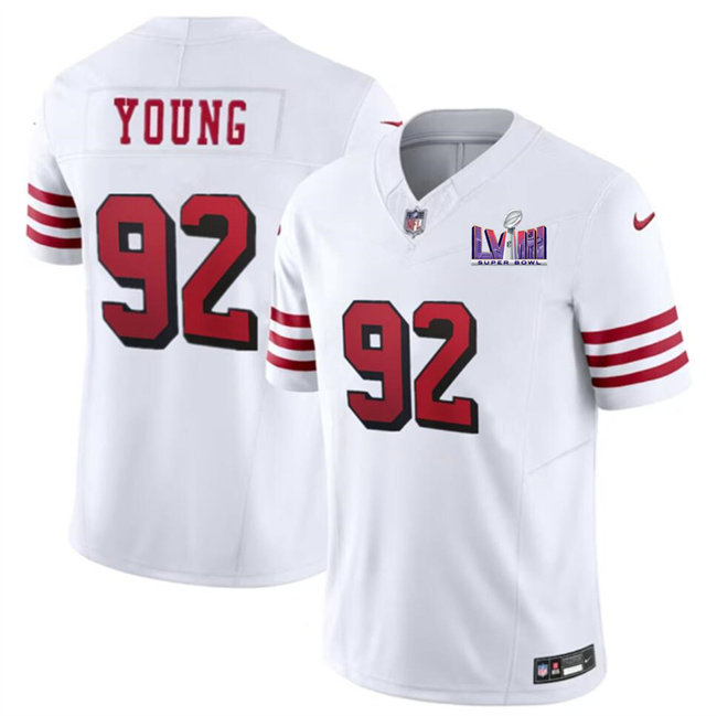 Personalized Men’s San Francisco 49ers #92 Chase Young New White F.U.S.E. Super Bowl LVIII Patch Untouchable Limited Stitched Football Jersey