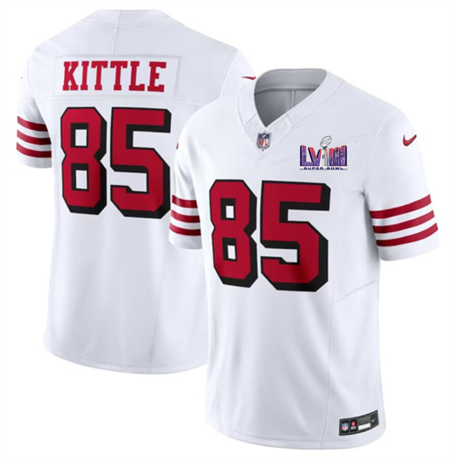 Personalized Men’s San Francisco 49ers #85 George Kittle New White F.U.S.E. Super Bowl LVIII Patch Untouchable Limited Stitched Football Jersey