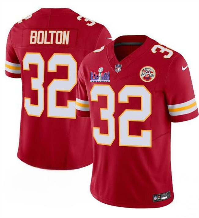 Personalized Men’s Kansas City Chiefs #32 Nick Bolton Red F.U.S.E. Super Bowl LVIII Patch Untouchable Limited Stitched Football Jersey