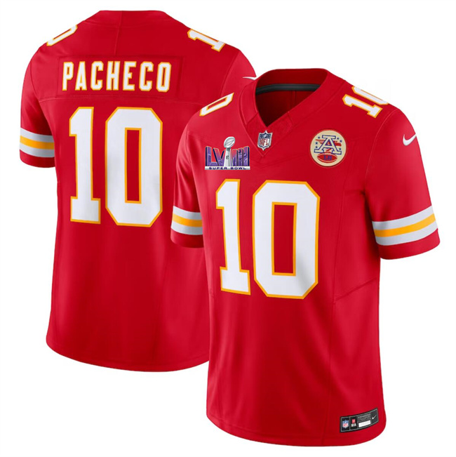 Personalized Men’s Kansas City Chiefs #10 Isiah Pacheco Red F.U.S.E. Super Bowl LVIII Patch Untouchable Limited Stitched Football Jersey