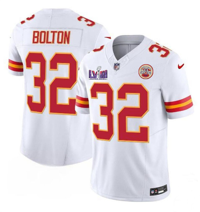 Personalized Men’s Kansas City Chiefs #32 Nick Bolton White F.U.S.E. Super Bowl LVIII Patch Untouchable Limited Stitched Football Jersey