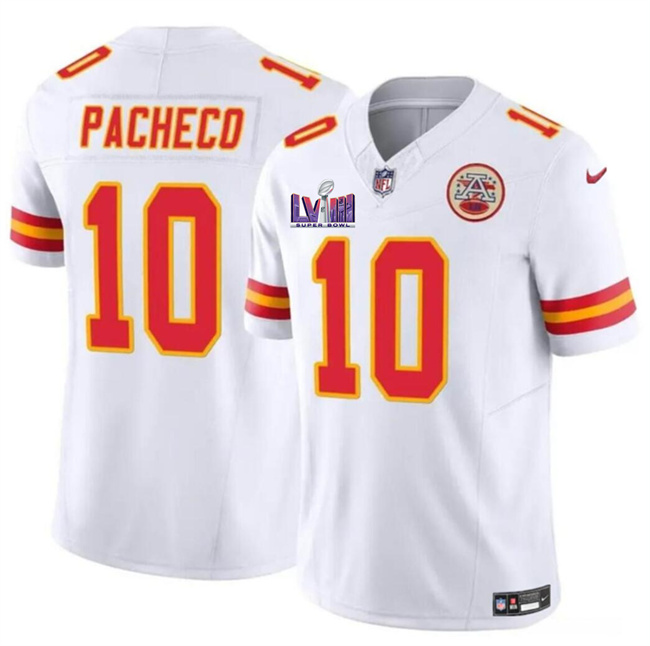 Personalized Men’s Kansas City Chiefs #10 Isiah Pacheco White F.U.S.E. Super Bowl LVIII Patch Untouchable Limited Stitched Football Jersey