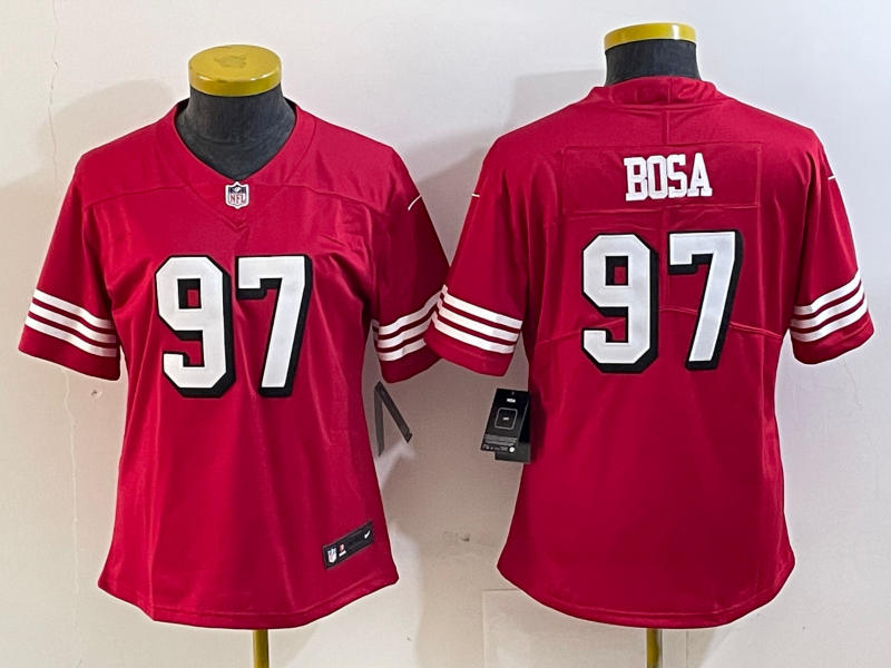Personalized Women’s San Francisco 49ers #97 Nick Bosa New Red Stitched Jersey(Run Small)