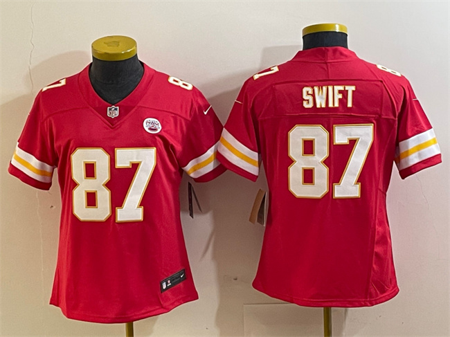 Personalized Women’s Kansas City Chiefs #87 Taylor Swift Red Untouchable Limited Stitched Jersey(Run Small)