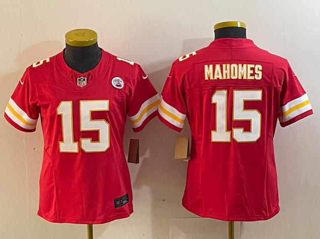 Personalized Women’s Kansas City Chiefs #15 Patrick Mahomes Red 2023 F.U.S.E. Untouchable Limited Stitched Jersey(Run Small)