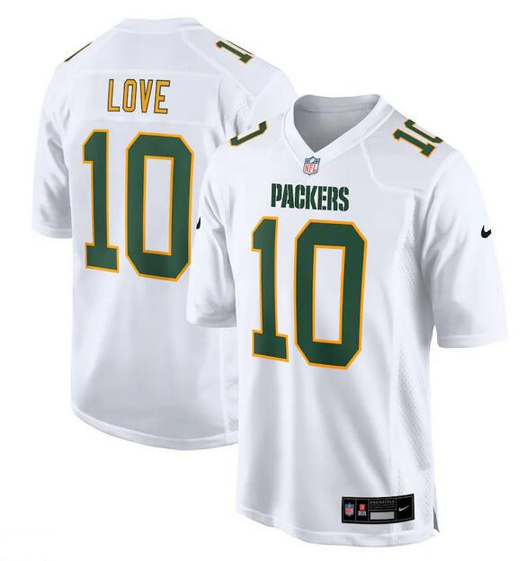 Personalized Men’s Green Bay Packers #10 Jordan Love White Fashion Stitched Game Jersey