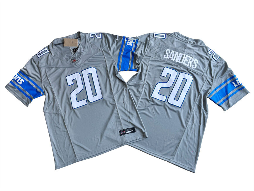 Personalized Men’s Detroit Lions #20 Barry Sanders Grey 2023 F.U.S.E. Untouchable Limited Stitched Jersey