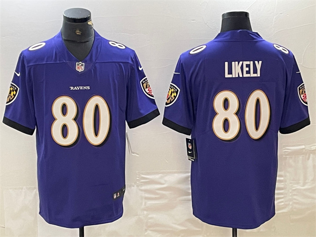 Personalized Men’s Baltimore Ravens #80 Isaiah Likely Purple Limited Football Jersey