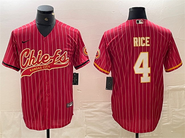 Personalized Men’s Kansas City Chiefs #4 Rashee Rice Red Cool Base Stitched Baseball Jersey