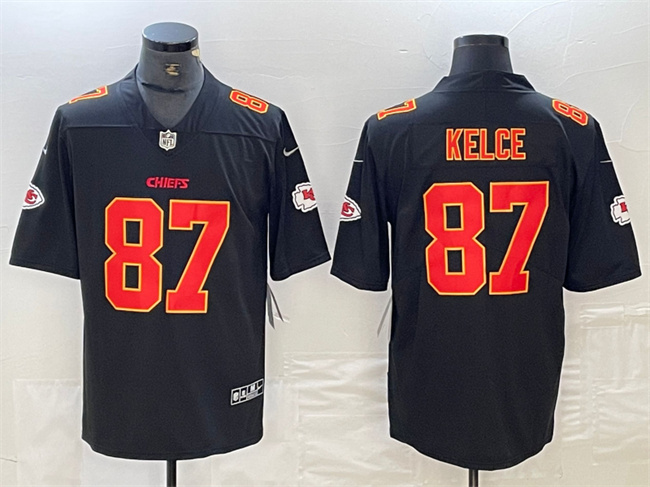 Personalized Men’s Kansas City Chiefs #87 Travis Kelce Black Untouchable Limited Stitched Football Jersey