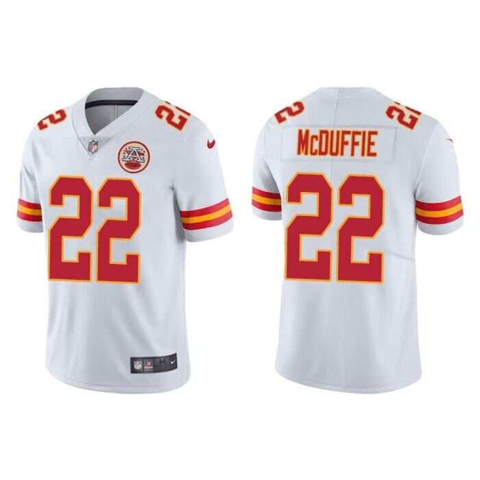 Personalized Men’s Kansas City Chiefs #22 Trent McDuffie White Limited Jersey