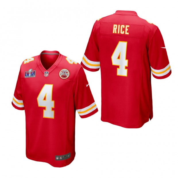 Personalized Men’s Kansas City Chiefs #4 Rashee Rice Red Super Bowl LVIII Game Jersey