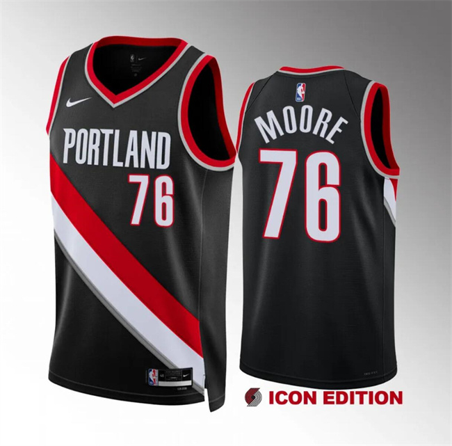 Personalized Men’s Portland Trail Blazers #76 Taze Moore Black Icon Edition Stitched Basketball Jersey
