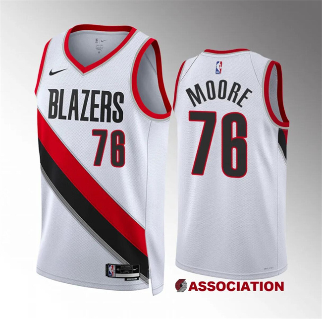 Personalized Men’s Portland Trail Blazers #76 Taze Moore White Association Edition Stitched Basketball Jersey