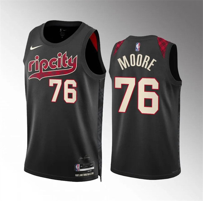 Personalized Men’s Portland Trail Blazers #76 Taze Moore Black 2023 24 City Edition Stitched Basketball Jersey
