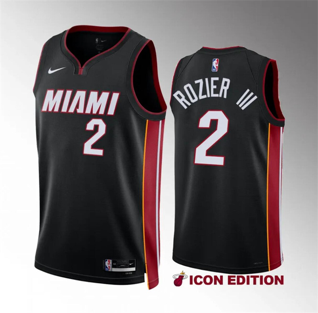 Personalized Men’s Miami Heat #2 Terry Rozier III Black Icon Edition Stitched Basketball Jersey