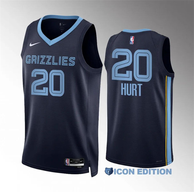 Personalized Men’s Memphis Grizzlies #20 Matthew Hurt Navy Icon Edition Stitched Jersey