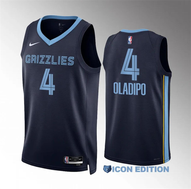 Personalized Men’s Memphis Grizzlies #4 Victor Oladipo Navy Icon Edition Stitched Jersey