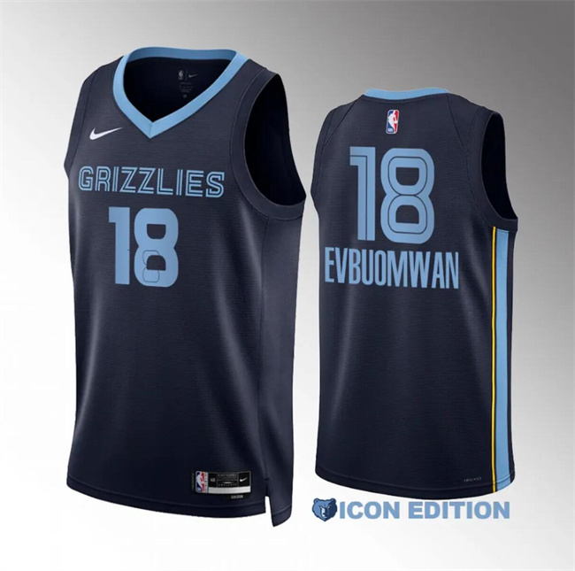 Personalized Men’s Memphis Grizzlies #18 Tosan Evbuomwan Navy Icon Edition Stitched Jersey
