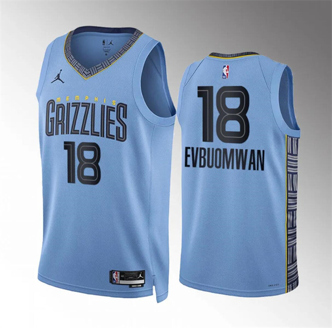 Personalized Men’s Memphis Grizzlies #18 Tosan Evbuomwan Blue Statement Edition Stitched Jersey