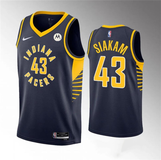 Personalized Men’s Indiana Pacers #43 Pascal Siakam Navy Icon Edition Stitched Jersey