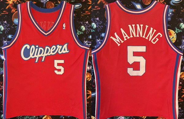 Personalized Men’s Los Angeles Clippers #5 Danny Manning Red 93-94 Champion Stitched Jersey