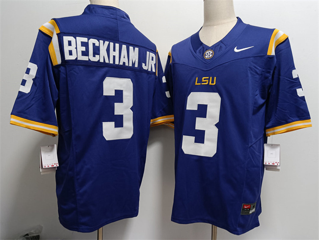 Personalized Men’s LSU Tigers #3 Odell Beckham Jr Purple 2023 F.U.S.E Stitched Baseball Jersey