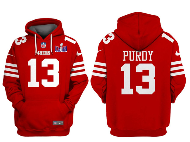 Personalized Men’s San Francisco 49ers Active Player Red Super Bowl LVIII Alternate Pullover Hoodie