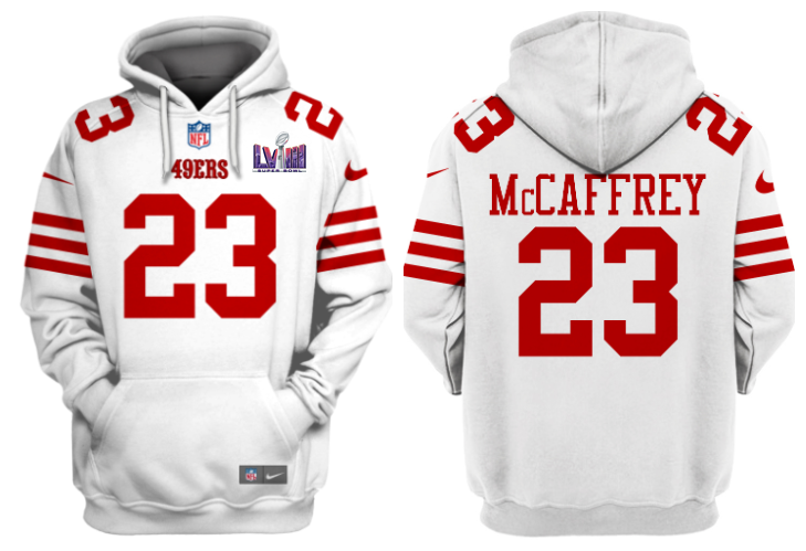Personalized Men’s San Francisco 49ers Active Player White Super Bowl LVIII Alternate Pullover Hoodie