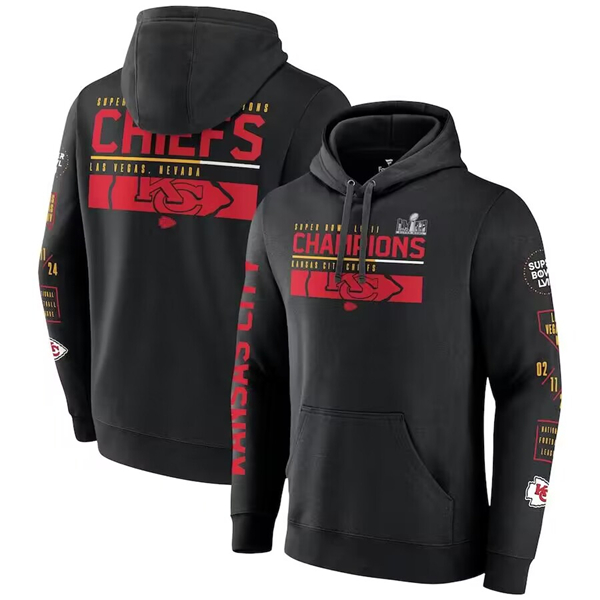 Personalized Men’s Kansas City Chiefs Black Super Bowl LVIII Champions Pullover Hoodie