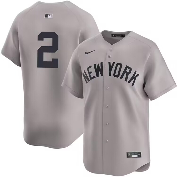 Personalized Men’s New York Yankees #2 Derek Jeter Gray Road Limited Cool Base Stitched Baseball Jersey