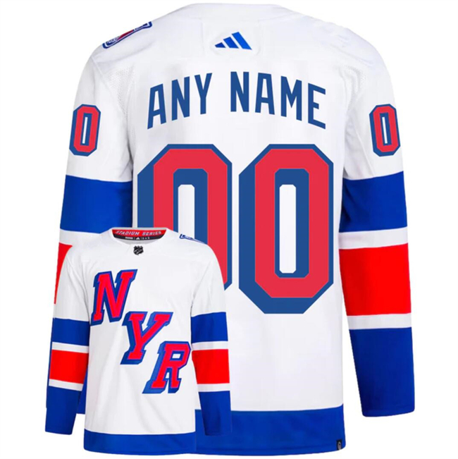 Personalized Men’s New York Rangers White 2024 Stadium Series Stitched Jersey