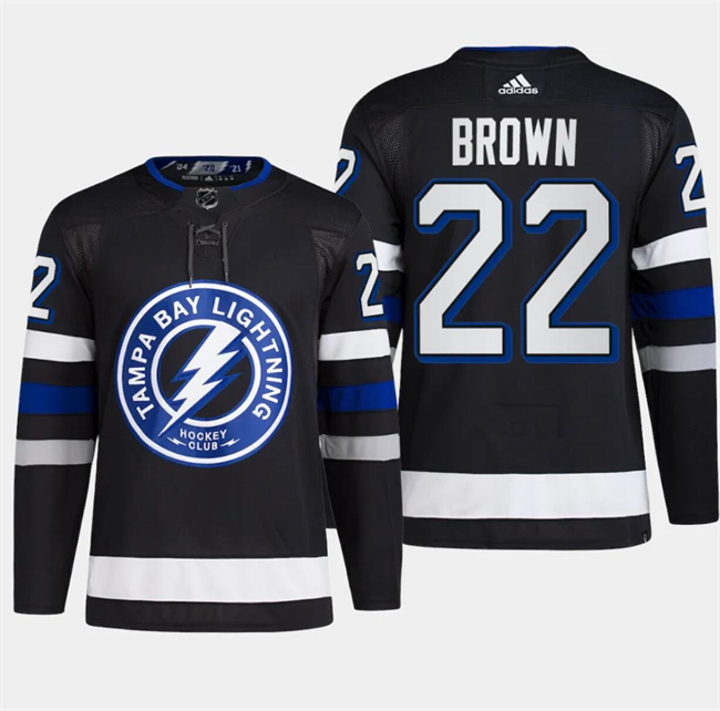 Personalized Men’s Tampa Bay Lightning #22 Logan Brown Black Alternate Premier Breakaway Stitched Jersey