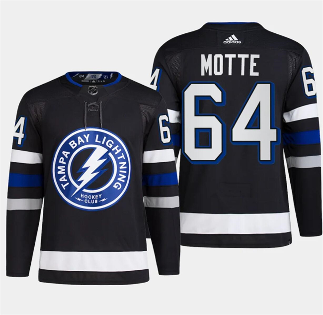 Personalized Men’s Tampa Bay Lightning #64 Tyler Motte Black Alternate Premier Breakaway Stitched Jersey