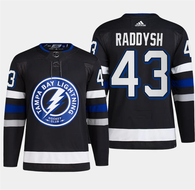 Personalized Men’s Tampa Bay Lightning #43 Darren Raddysh Black Alternate Premier Breakaway Stitched Jersey