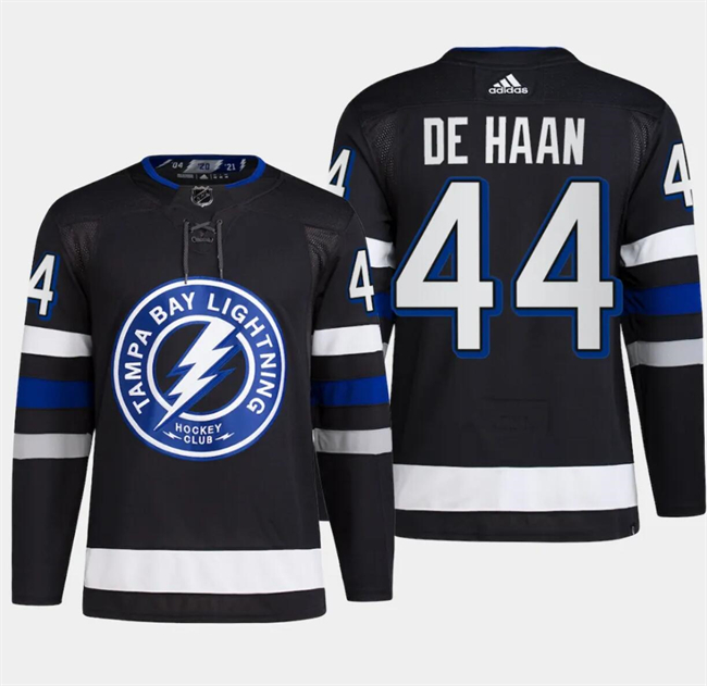 Personalized Men’s Tampa Bay Lightning #44 Calvin De Haan Black Alternate Premier Breakaway Stitched Jersey