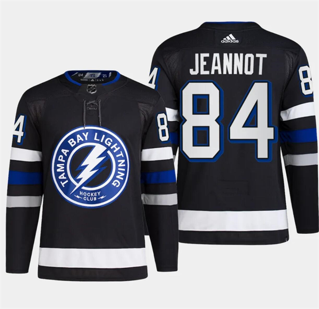 Personalized Men’s Tampa Bay Lightning #84 Tanner Jeannot Black Alternate Premier Breakaway Stitched Jersey