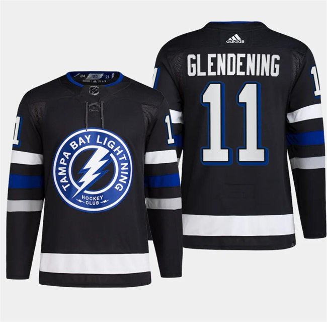 Personalized Men’s Tampa Bay Lightning #11 Luke Glendening Black Alternate Premier Breakaway Stitched Jersey