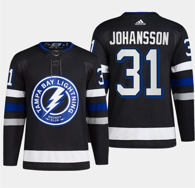 Personalized Men’s Tampa Bay Lightning #31 Jonas Johansson Black Alternate Premier Breakaway Stitched Jersey