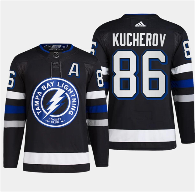Personalized Men’s Tampa Bay Lightning #86 Nikita Kucherov Black Alternate Premier Breakaway Stitched Jersey